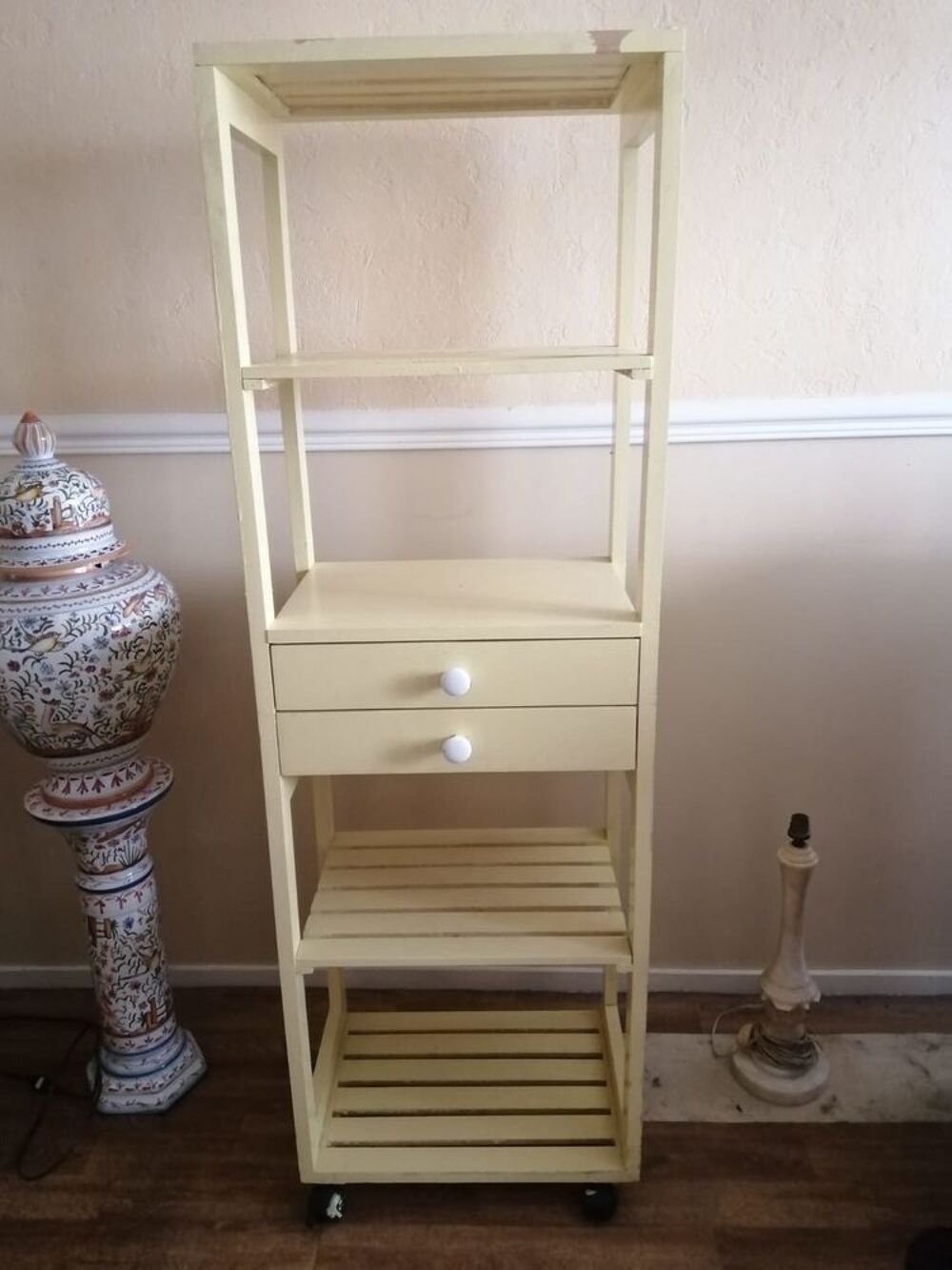 Petit meuble &eacute;tag&egrave;re cuisine en bois clair Meubles