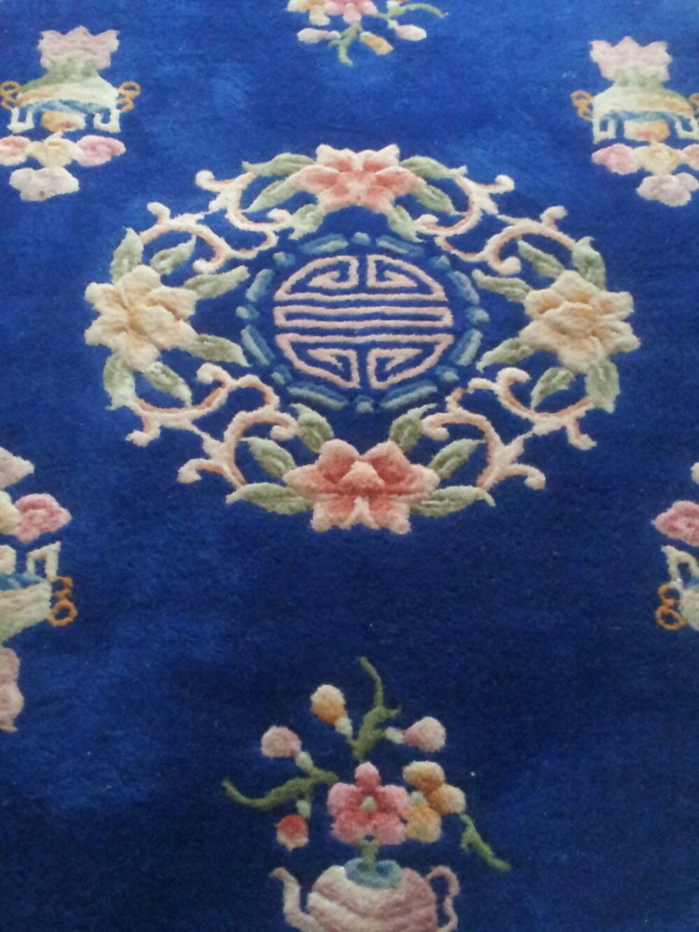 Tapis chinois laine&amp;soie 120x180cm fait main, excellent &eacute;tat Décoration