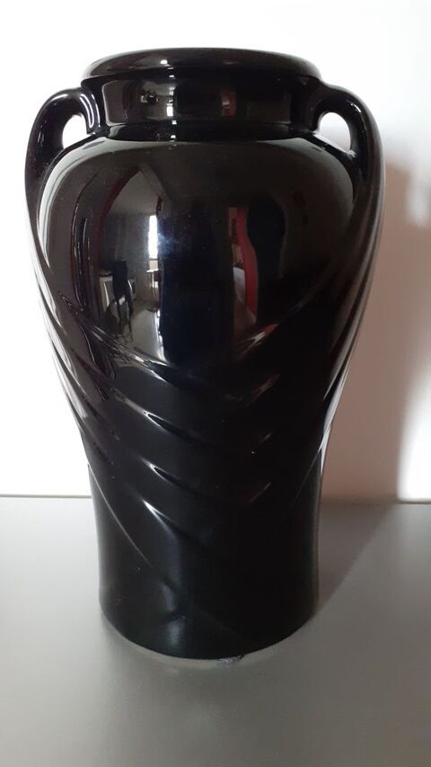 Grand vase noir brillant 8 Roanne (42)