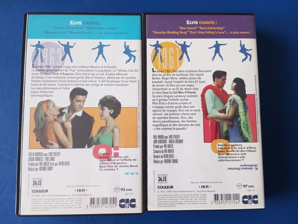 collection 6 vhs k7 cassette vid&eacute;o films elvis presley DVD et blu-ray
