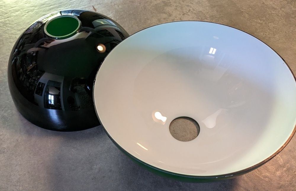 Paire de 2 abat jour billard d&ocirc;me r&eacute;flecteur opaline de lamp Décoration