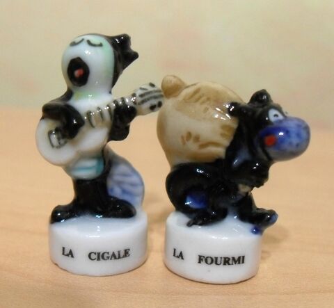 Lot de 2 F�ves C�ramique  La Cigale et la Fourmi  1 Villejuif (94)