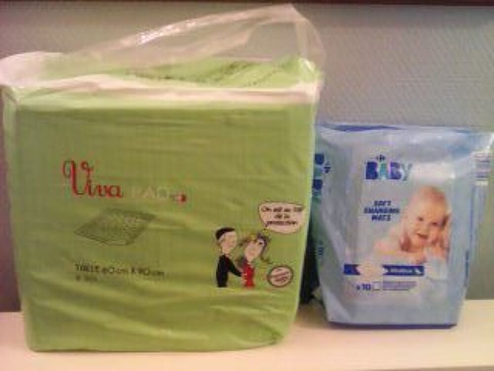 20 al&egrave;ses jetables 60x90 cm + 5 matelas &agrave; langer 60x60 cm Pu�riculture