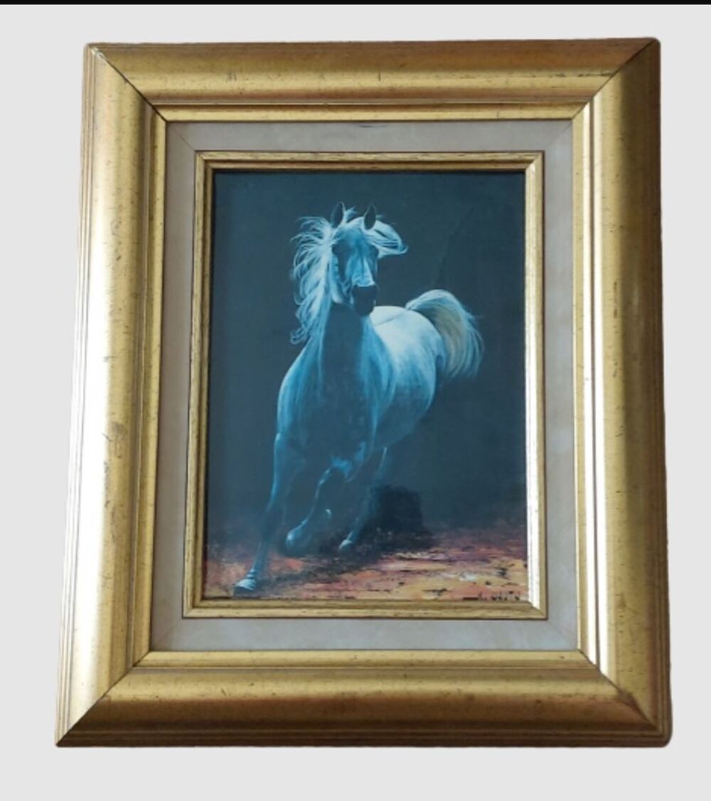 Tableau peinture encadr&eacute; M. Hauth 
Cheval 