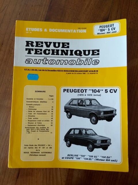 REVUE TECHNIQUE PEUGEOT 104 10 Roanne (42)