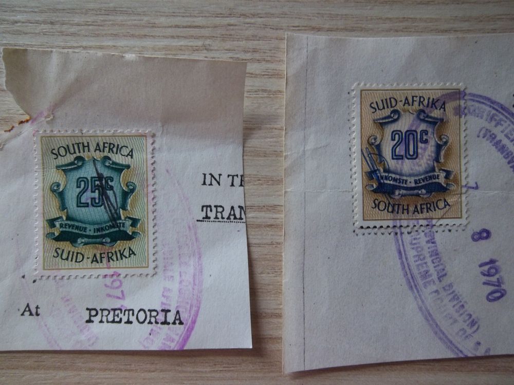 lot collection 2 timbres Afrique du Sud 1970 
