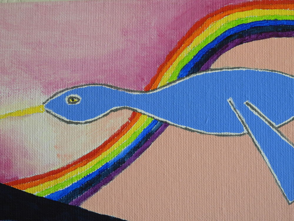 Tableau acrylique sur toile - La p&ecirc;che du h&eacute;ron Décoration