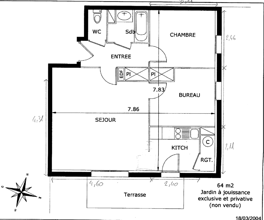 Vente Appartement T3 avec jardin de 64 m² ? Secteur Auchan Béziers Béziers