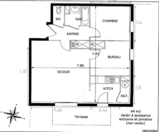 Vente Appartement T3 avec jardin de 64 m² ? Secteur Auchan Béziers Béziers