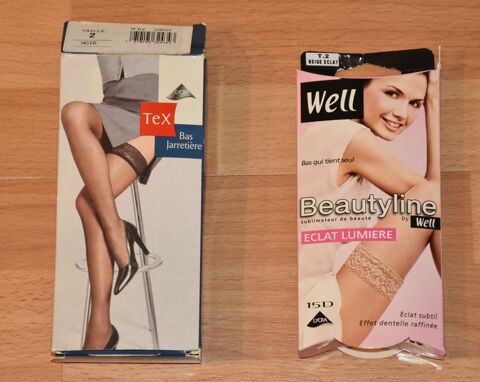NEUF. 2 Paires de bas jarretire. Taille: 2. Noir et beige. 5 Gujan-Mestras (33)
