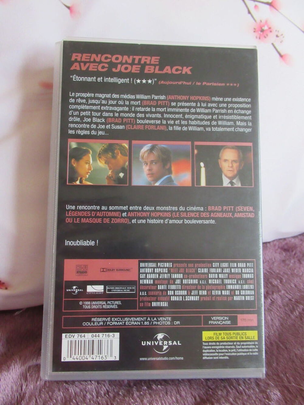 VHS "Rencontre avec Joe Black" - avec Brad Pitt et Anthony H DVD et blu-ray