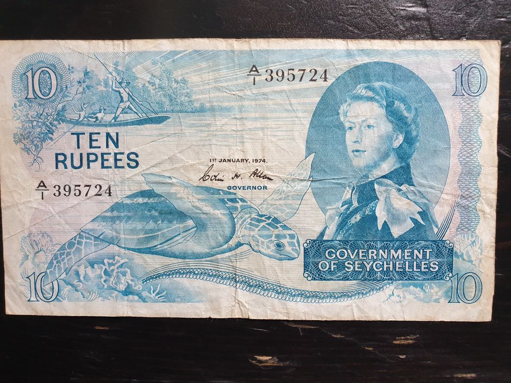 Billet 10 Ten Rupees Seychelles 1974 