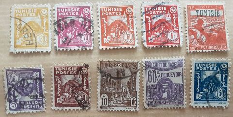 10 timbres � collection  TUNISIE 1965-1970 2 Pontoise (95)
