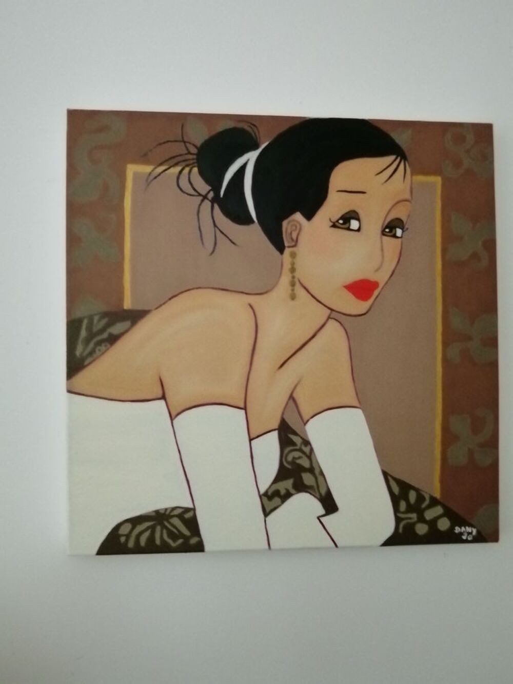 TABLEAU A L HUILE SUR TOILE COTON JOLIE FEMME Décoration
