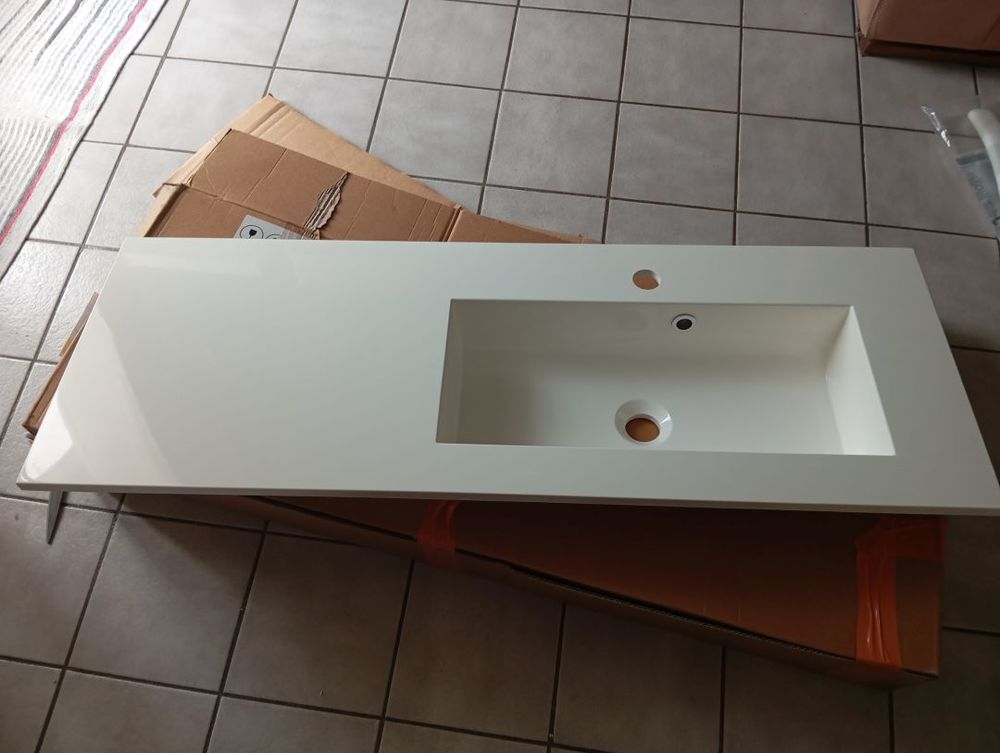 Plan synth&egrave;se PLENITUDE 105 cm de long vasque &agrave; droite Meubles