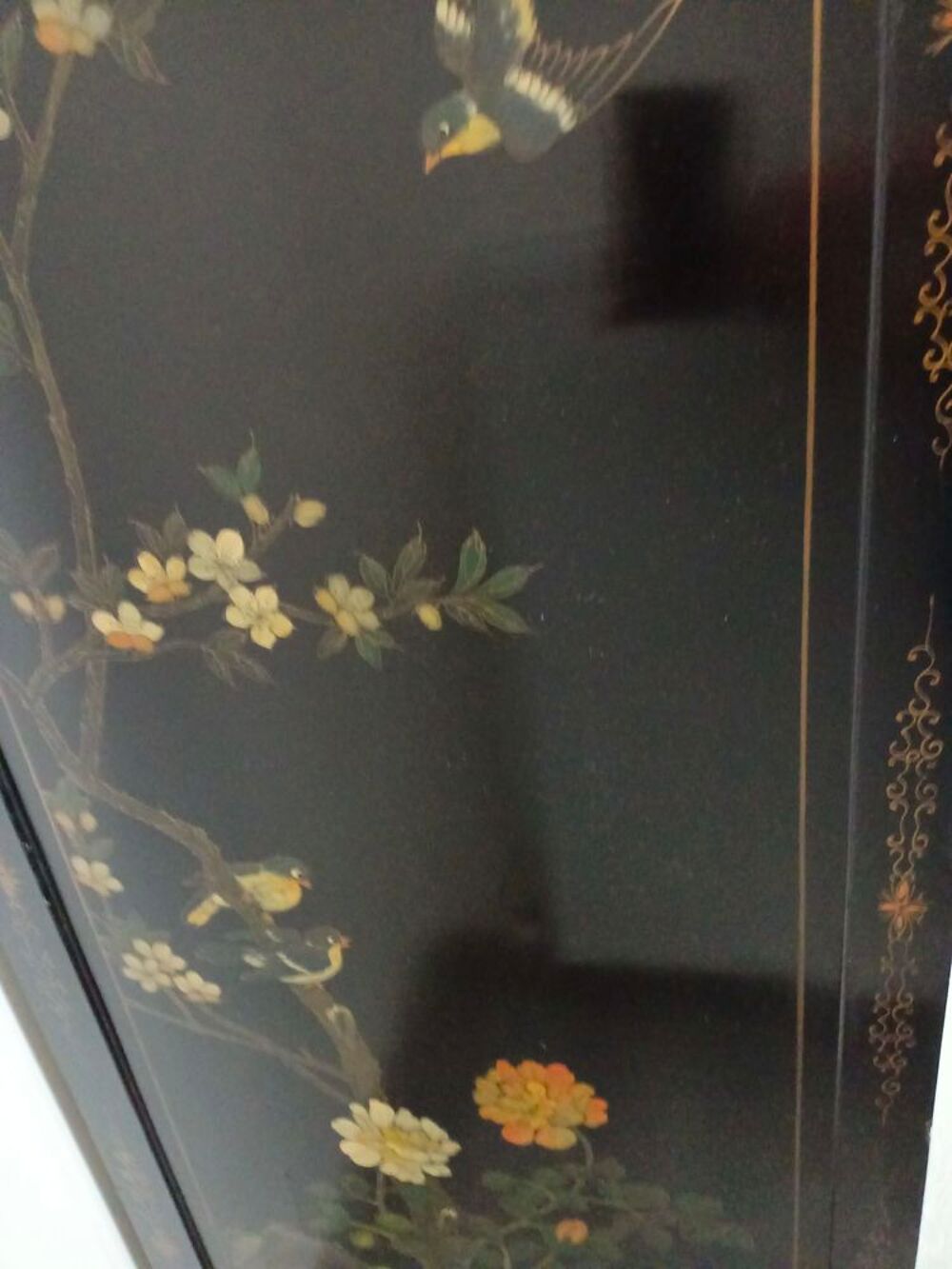 Meuble chinois laqu&eacute; authentique ornement pierres et nacre Meubles