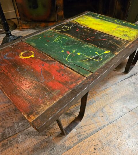 Table basse bois et m�tal restaur� 300 B�ziers (34)