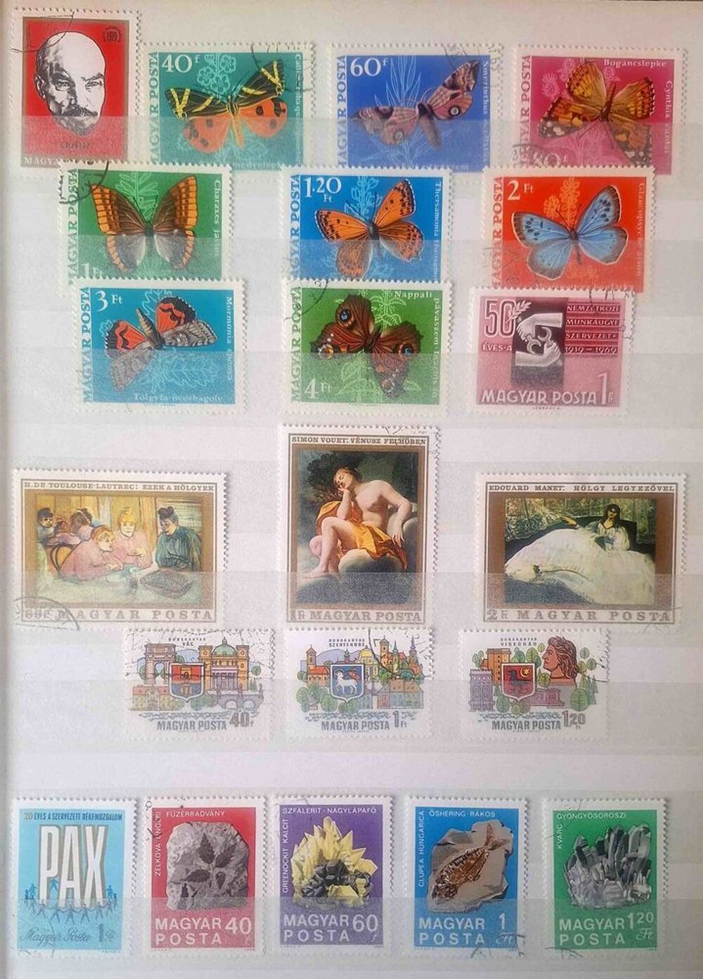 S&eacute;rie de timbres de collection de Hongrie 
