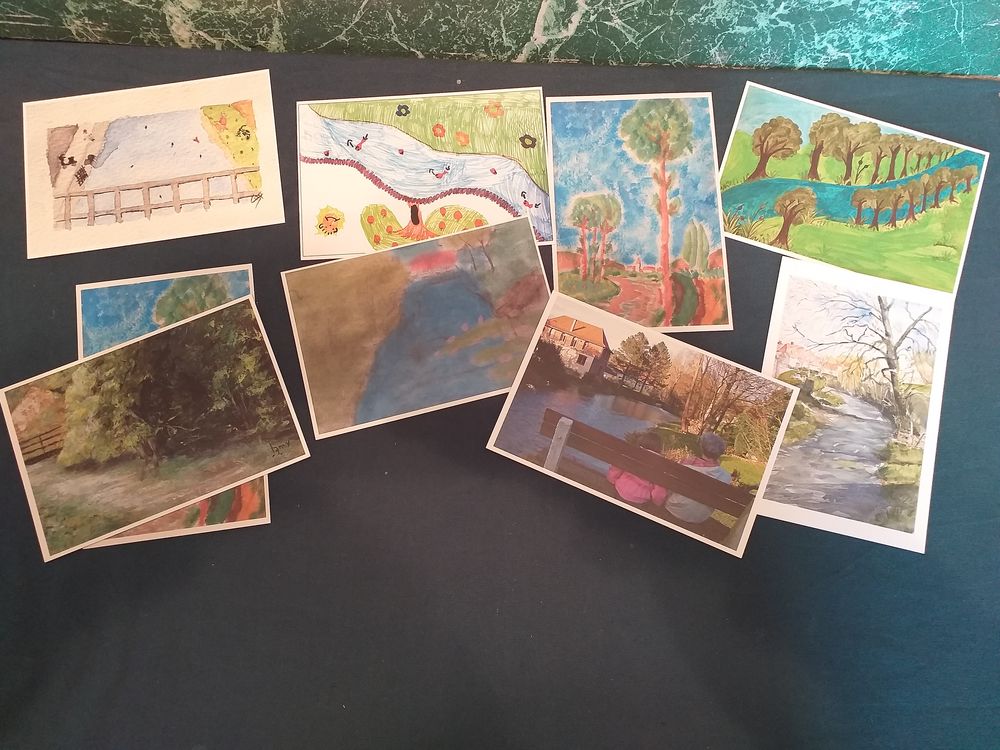 62 ; lot de 9 cartes neuves "concours peinture regarde ma ri 