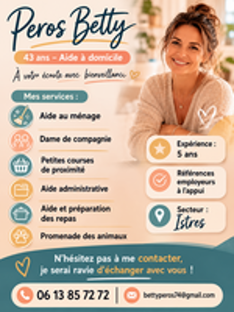    je propose mes services d'aide à la personne  