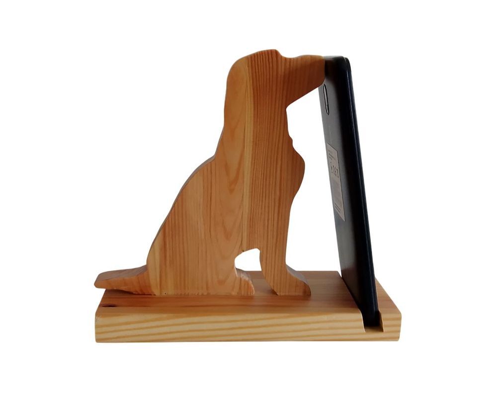Support original t&eacute;l&eacute;phone et en bois mod&egrave;le chien labrador Téléphones et tablettes