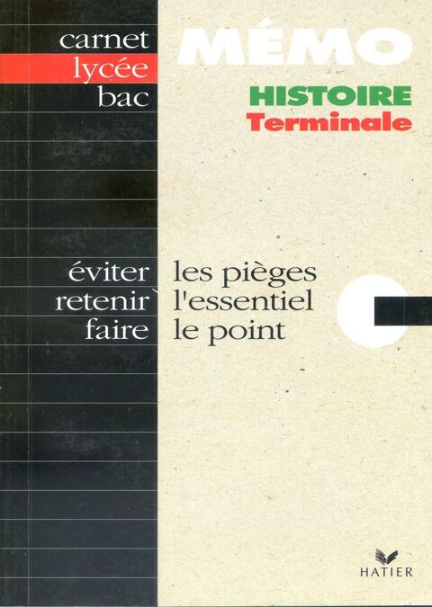 Carnet memo lycee histoire terminale. 5 Rennes (35)