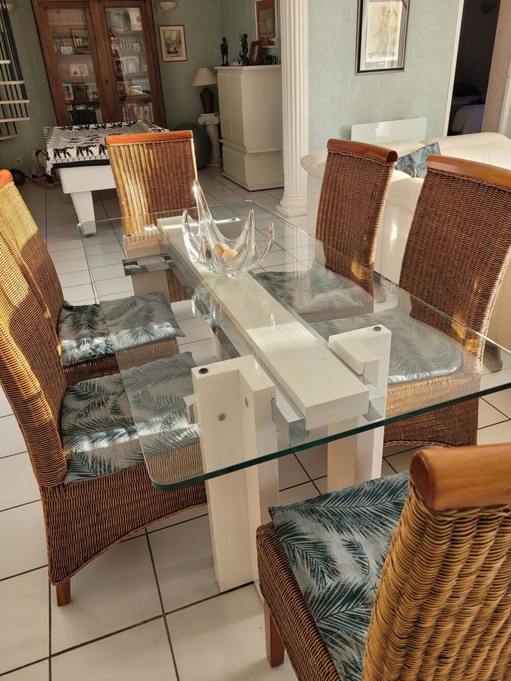 Table salle &agrave; manger design verre transparent epais Meubles