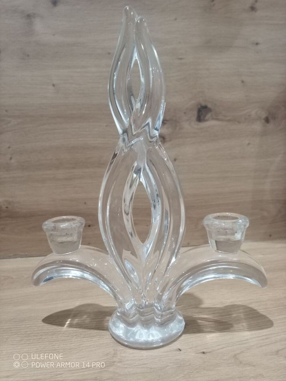 bougeoir flamme ancien en cristal de vannes Dcoration