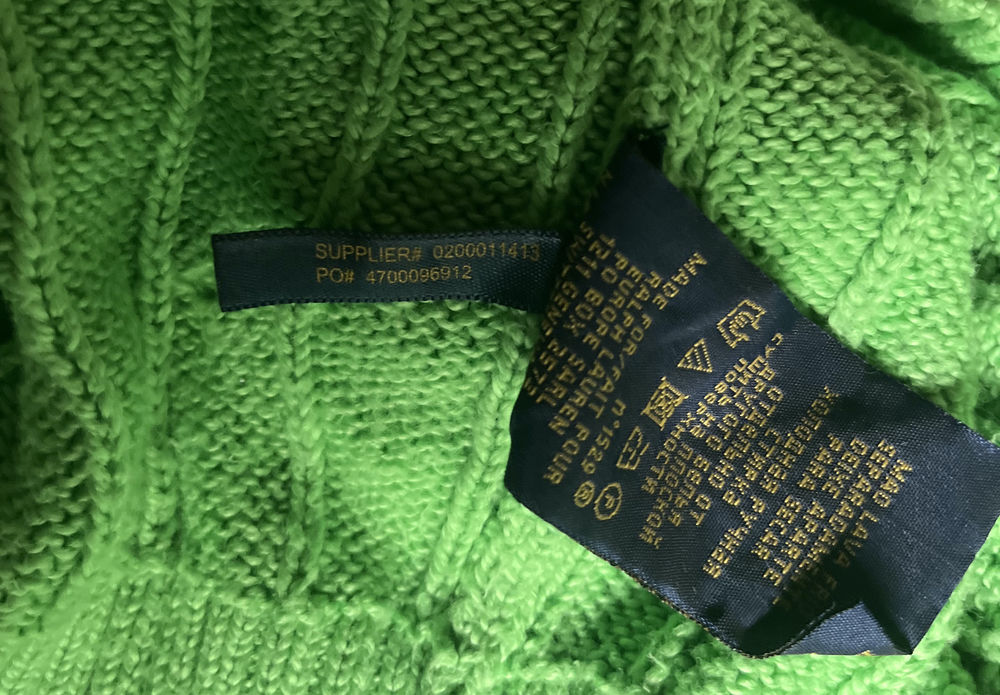 Pull Ralph Lauren - coton torsad&eacute; - Vert Vtements