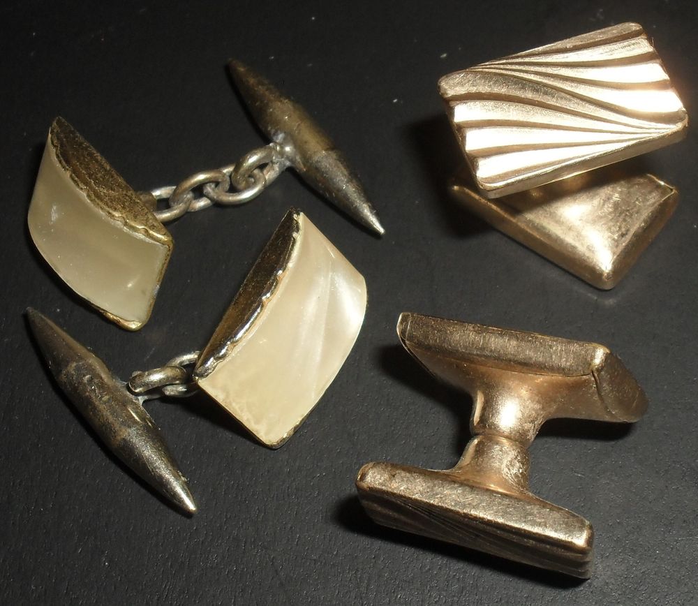 2 paires de Boutons de Manchettes Vintage Bijoux et montres