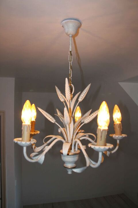 lustre mtal beige et or 5 branches 25 Guingamp (22)
