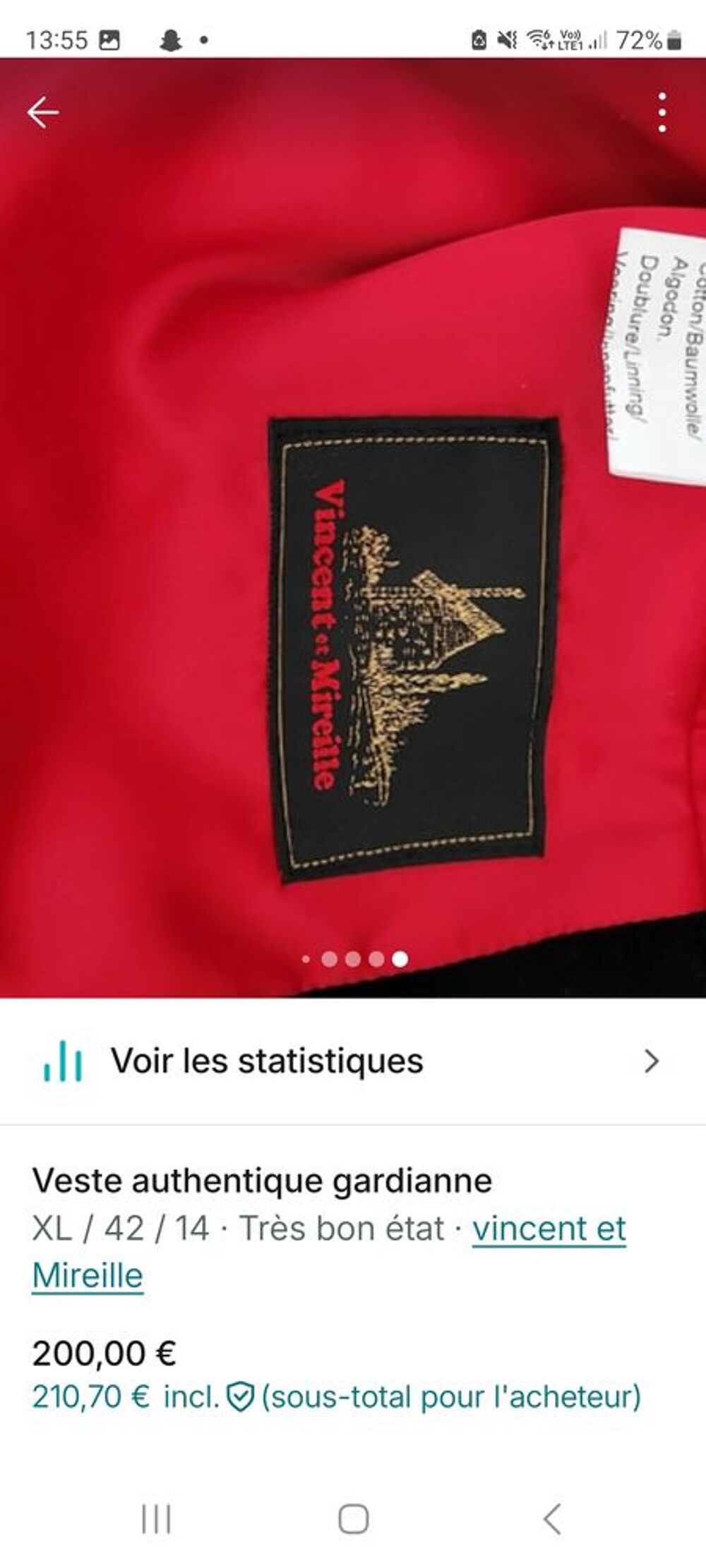 Veste authentique gardianne Vêtements