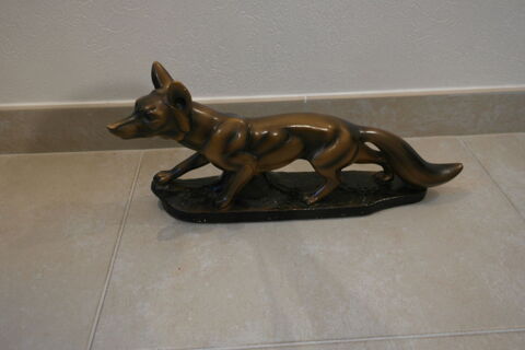 Renard en pl�tre sur socle vintage art d�co Sign� A.CARLI 50 Angers (49)