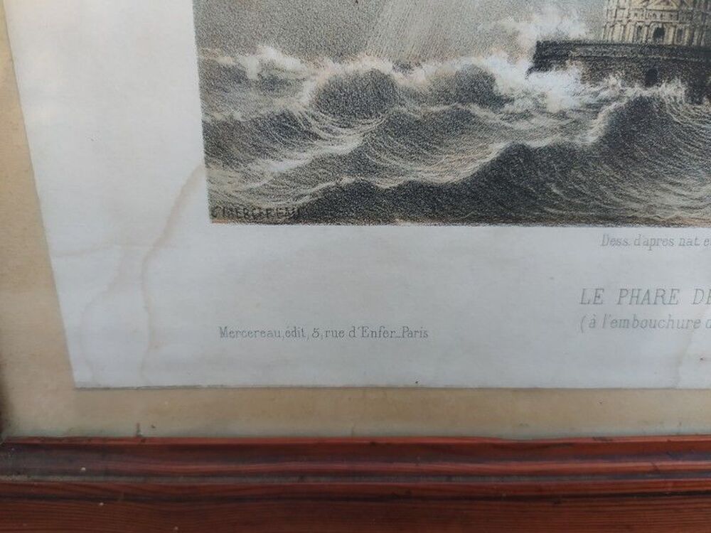 Tableau Phare de Cordouan Gironde Lithographie Mercereau 