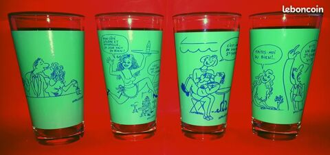 4 Verres de collection St-Yorre illustr�s par Wolinski VERT 5 Bruay-la-Buissi�re (62)