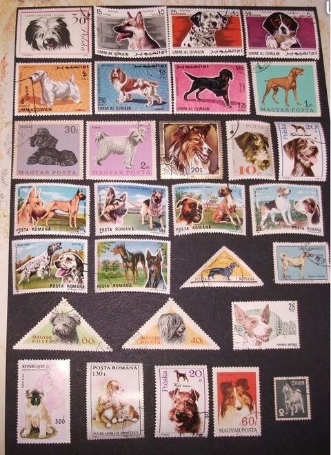 Lot de 29 Timbres sur les CHIENS diff�rents et oblit�r�s.
1 Aillevillers-et-Lyaumont (70)