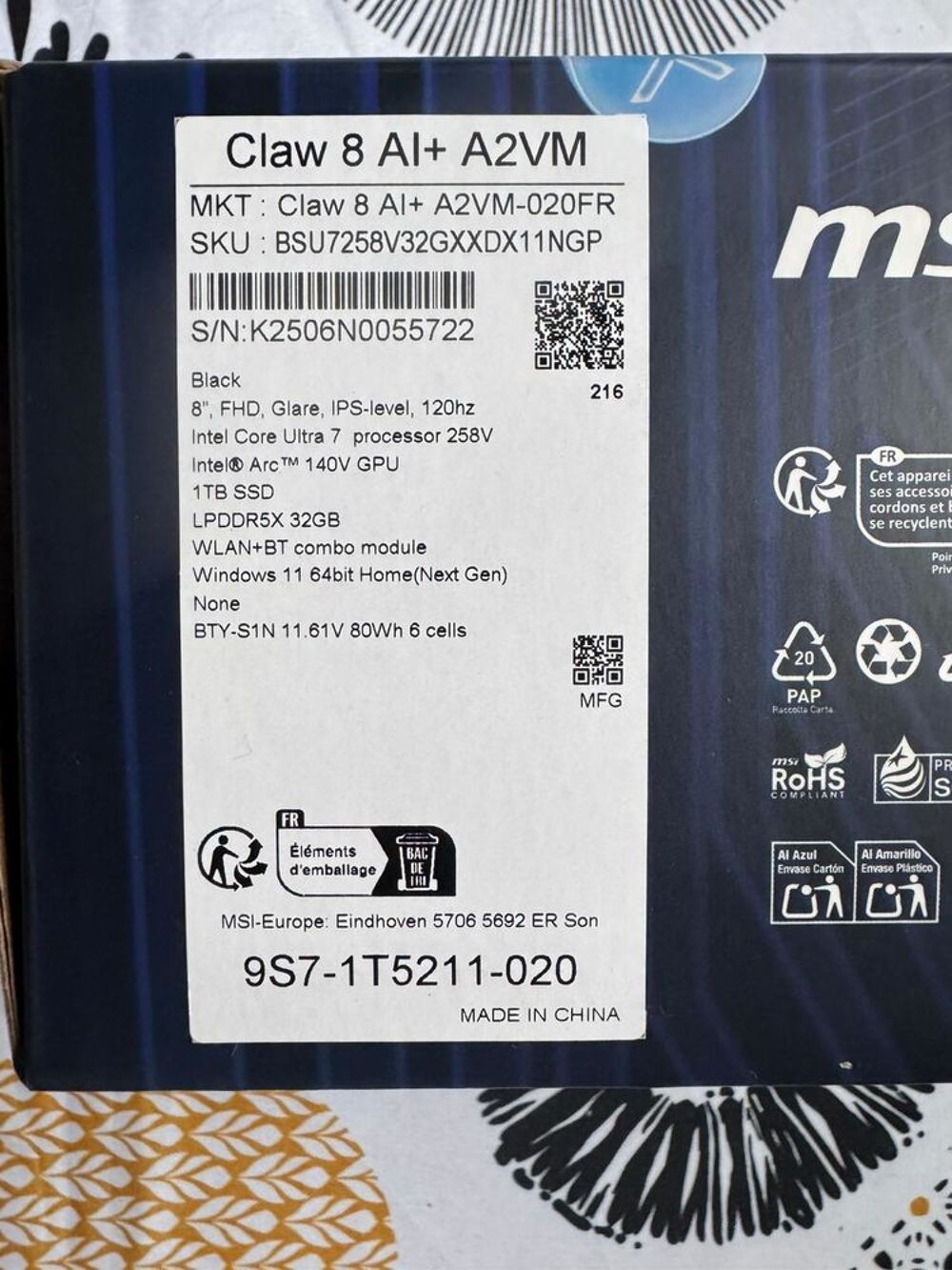 ? MSI Claw AI+ ? &Eacute;tat quasi neuf ? Consoles et jeux vid�os