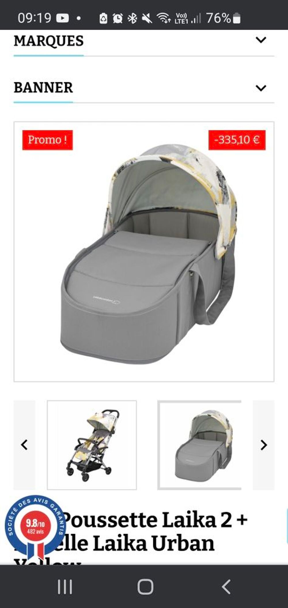Poussette B&eacute;b&eacute; Confort Laika 2 URBAN YELLOW NEUVE Puriculture