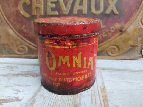 Ancienne Boite Publicitaire Graisse Omnia Automobile Bidon 35 Loches (37)