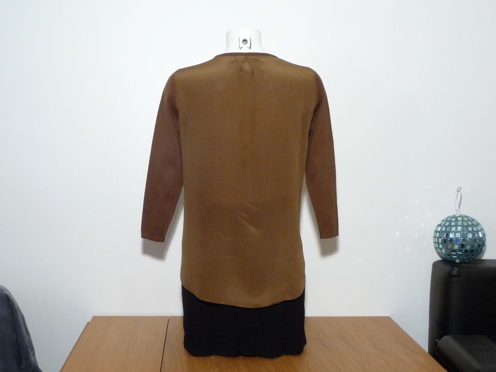 Top/ Pull Coton et Soie &agrave; Marron Manches Longues-Monoprix Vêtements