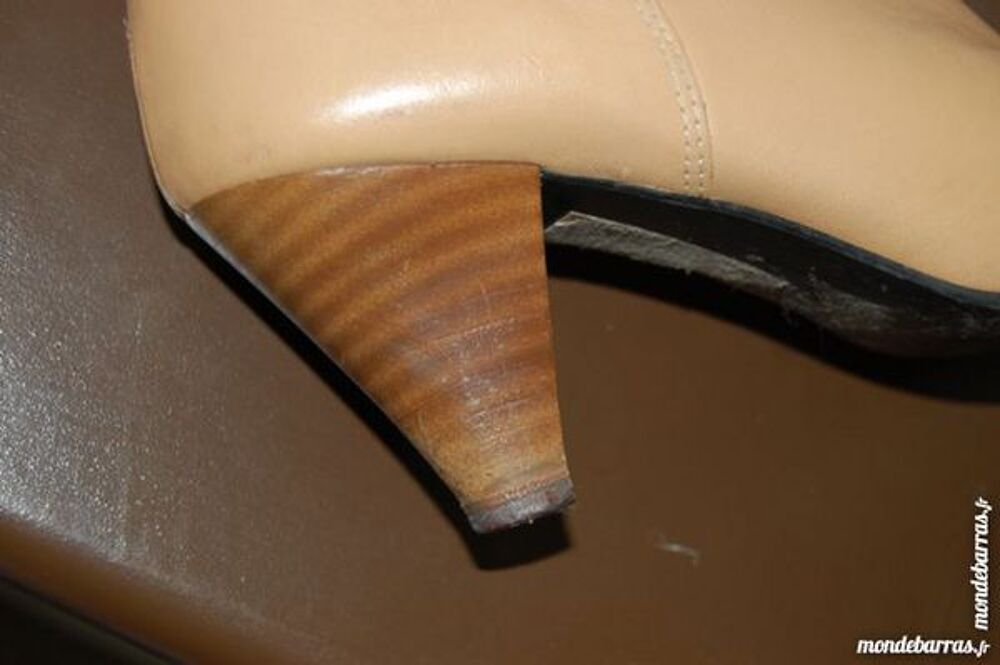 boots beige en cuir et toile Chaussures