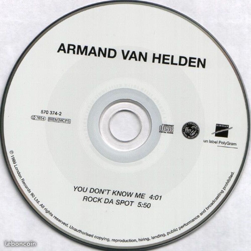 cd single Armand Van Helden You Don't Know Me CD et vinyles