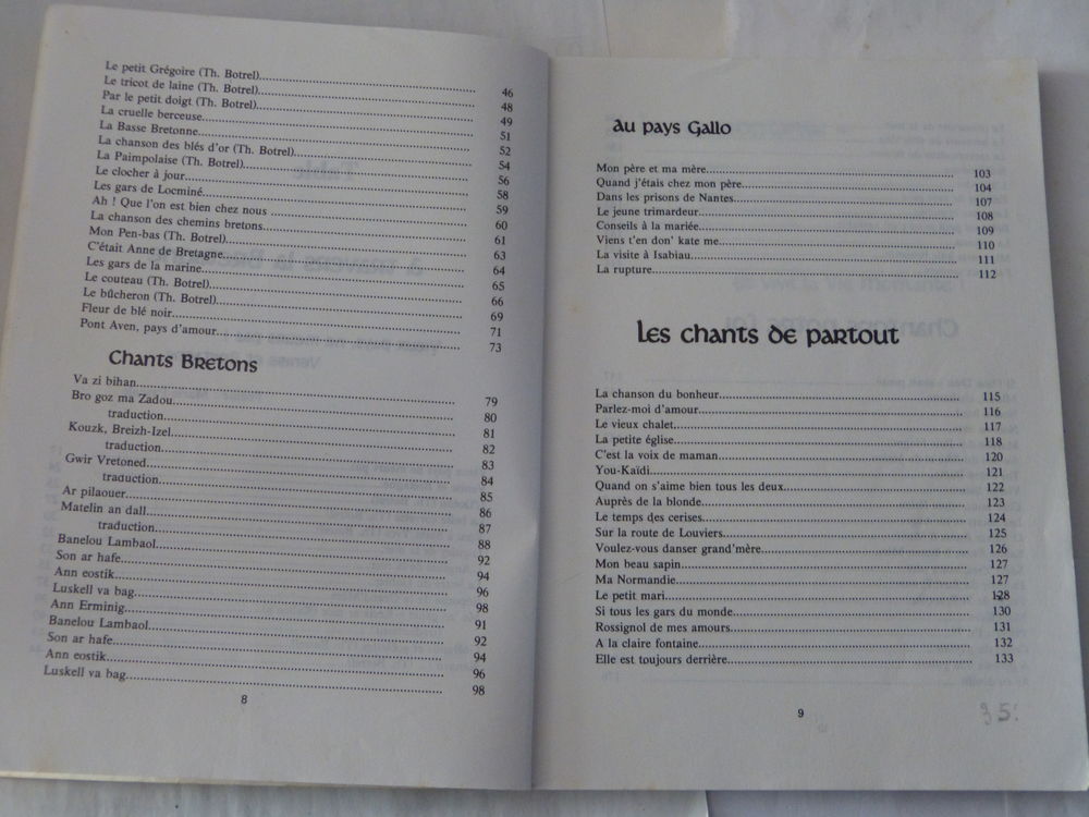 livre breton - CHANTS DE NOTRE TERRE Livres et BD