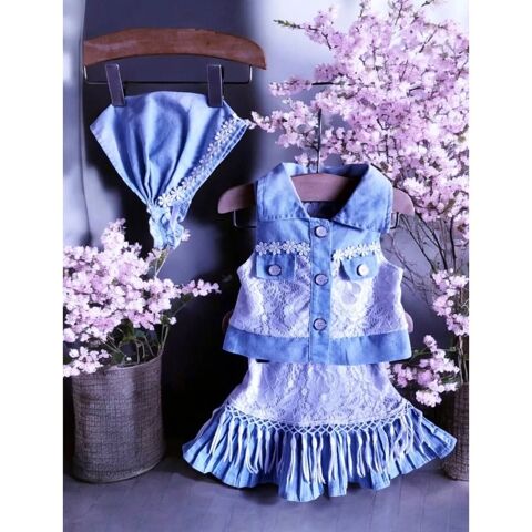 CHICAPRIE - NEW - ENSEMBLE 3P BB FILLE JEANS & FRANGES 6M 0 Villeneuve-Loubet (06)