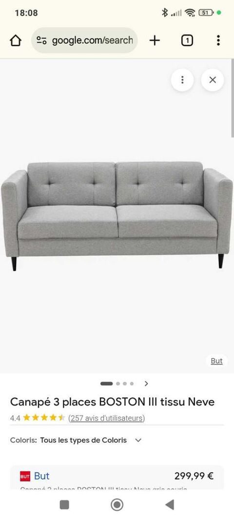 canap� tissu gris 3 places Comme neuf 200 Ploufragan (22)