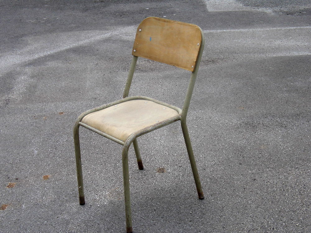 Chaise &eacute;colier vintage bureau ecolier ancienne chaise m&eacute;tal et bois Meubles