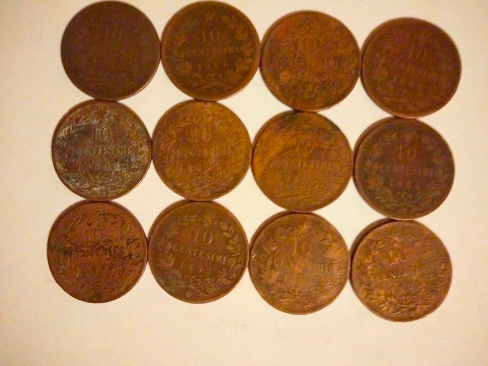 lot de 12 anciennes pi&egrave;ces de monnaie Italie 