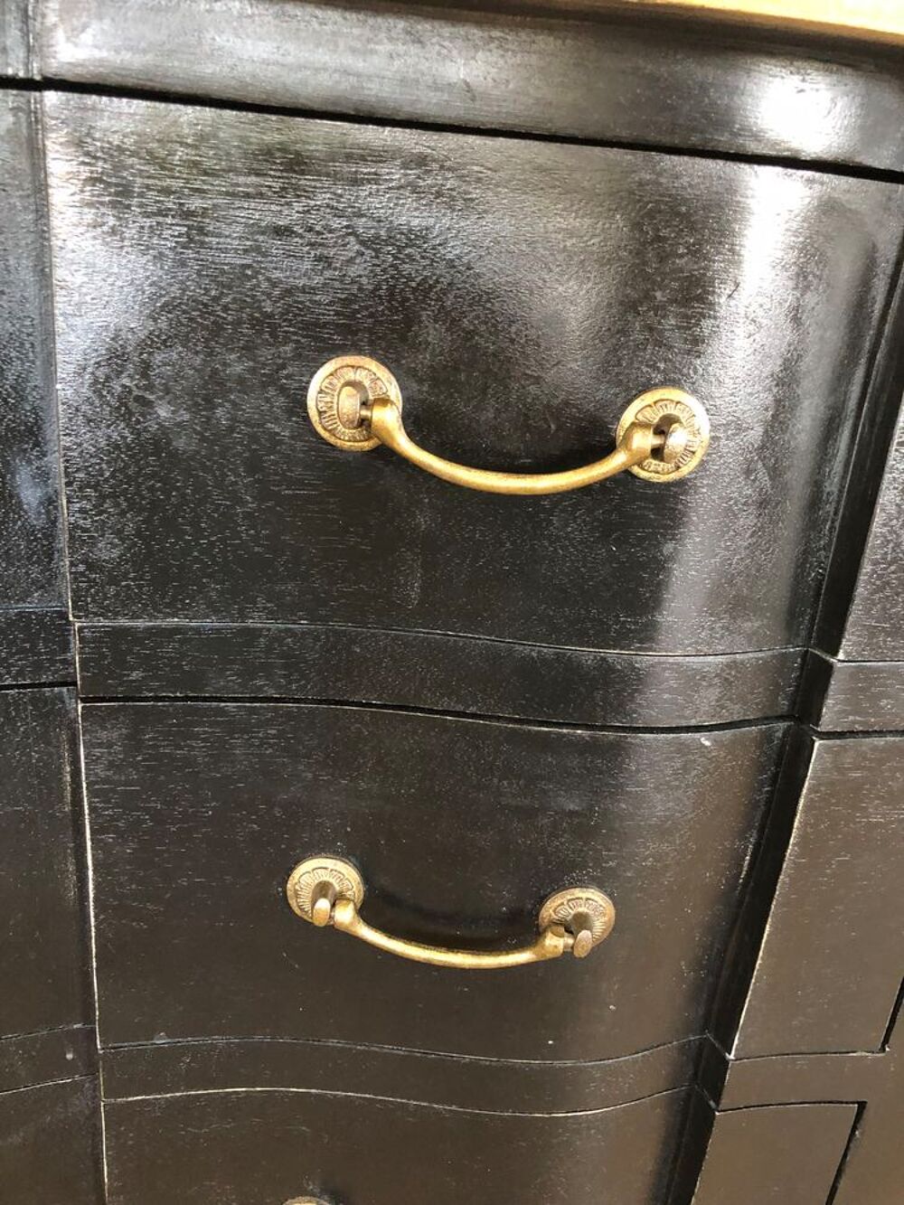 Commode 3 tiroirs en bois d'acacia et de manguier noire Meubles
