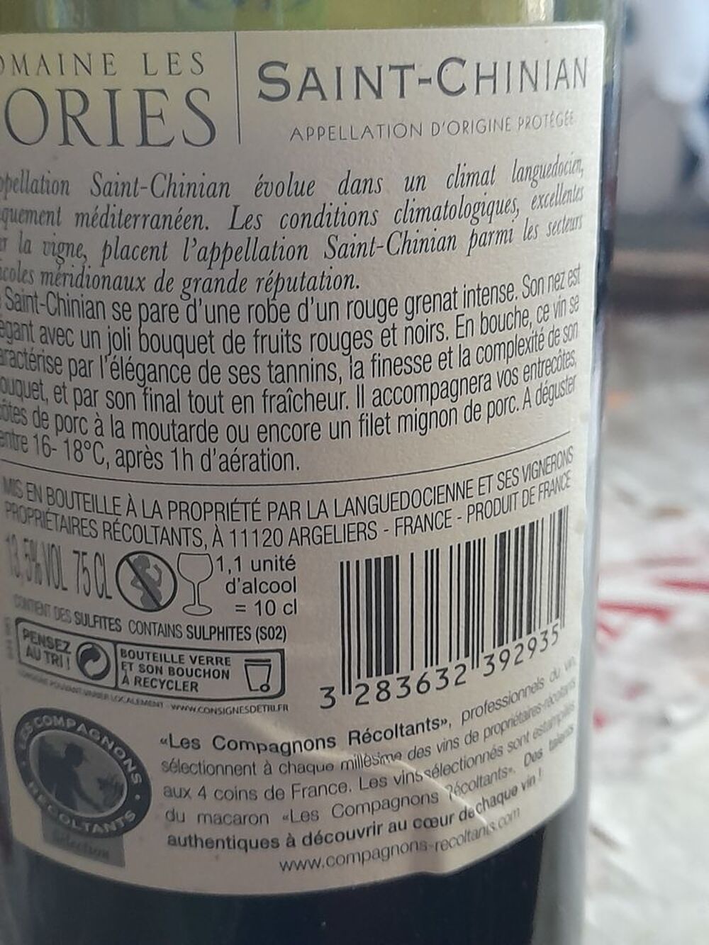 5 bouteilles de saint chinian 2015 Cuisine