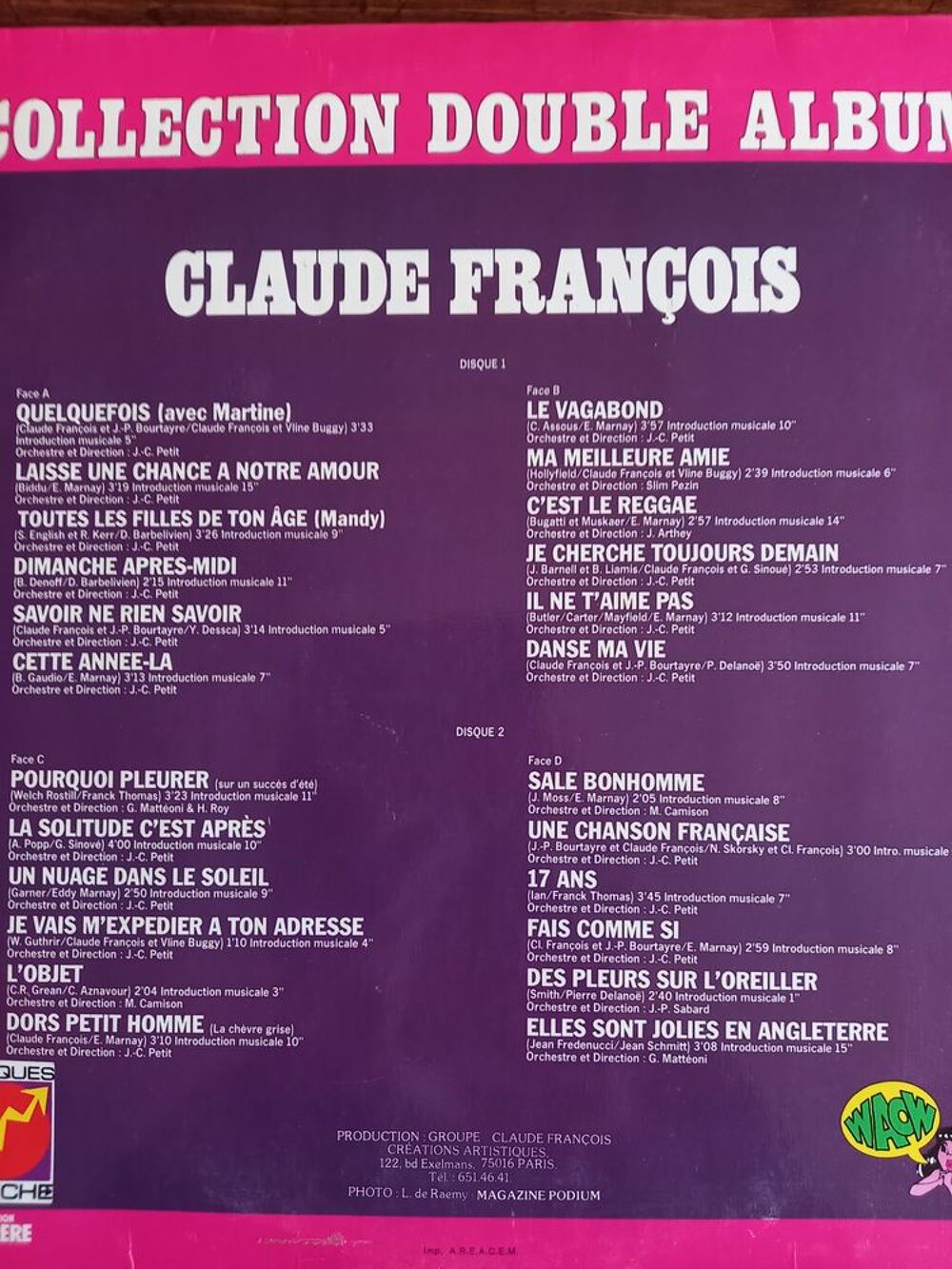 Double album 33 tours CLAUDE FRANCOIS CD et vinyles